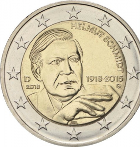 GERMANY 2 EURO 2018 - 100TH ANNIVERSARY OF THE BIRTH OF GERMAN FEDERAL CHANCELLOR HELMUT SCHMIDT - G - KARLSRUHE